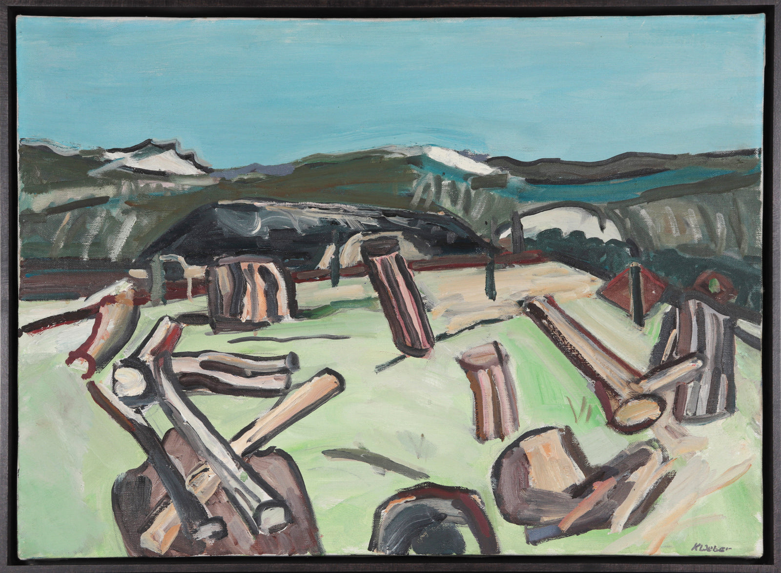 Fallen trees in Landscape <br>20th Century Oil <br><br>#C5097