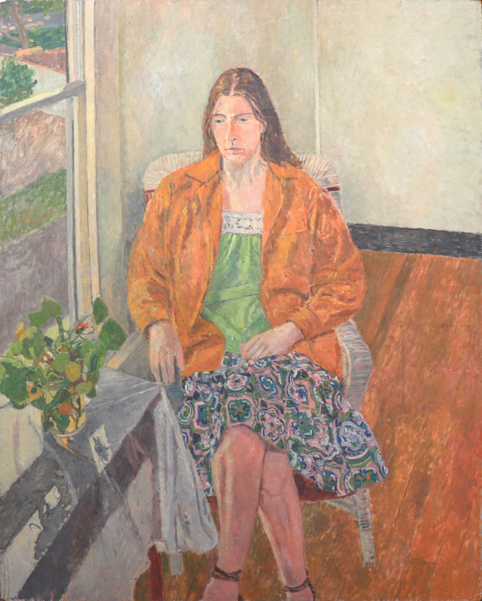 Seated Contemplative Portrait<br>1970 Oil<br><br>#C5113