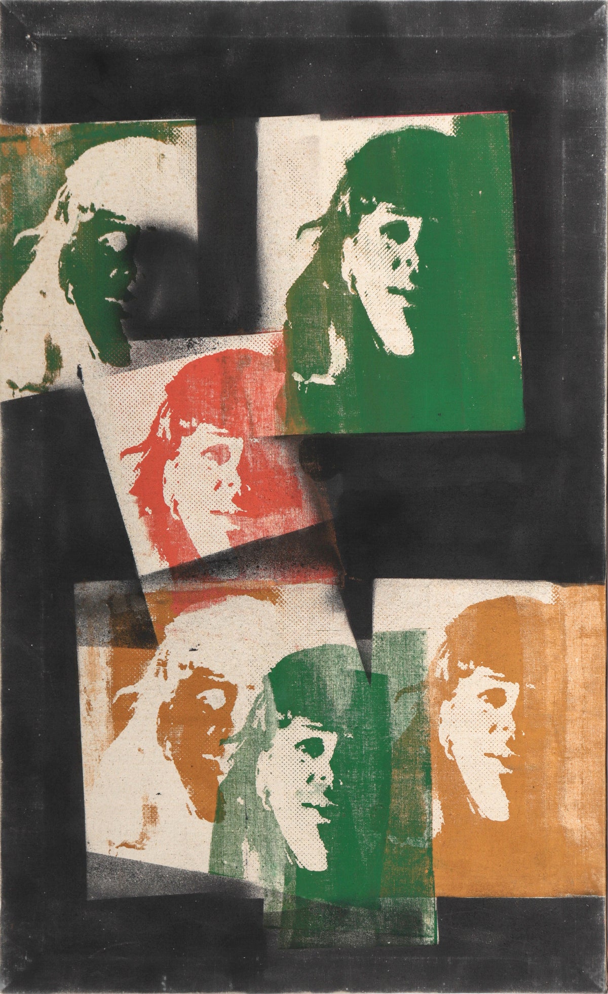 Repetitive Color Block Portrait&lt;br&gt;20th Century Silkscreen on Canvas&lt;br&gt;&lt;br&gt;#C5114