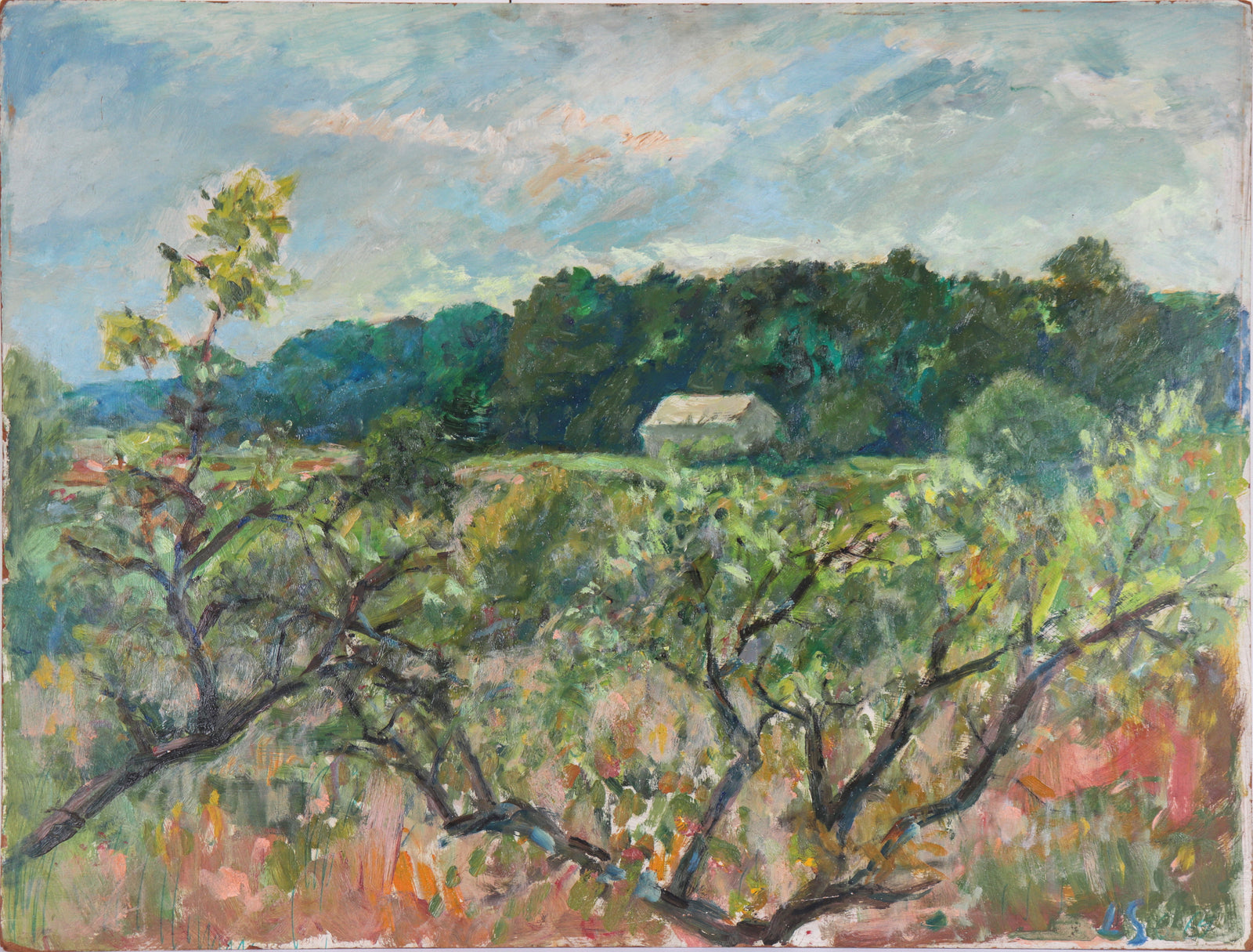 Maryland Landscape with White Structure<br>1966 Oil<br><br>#C5116
