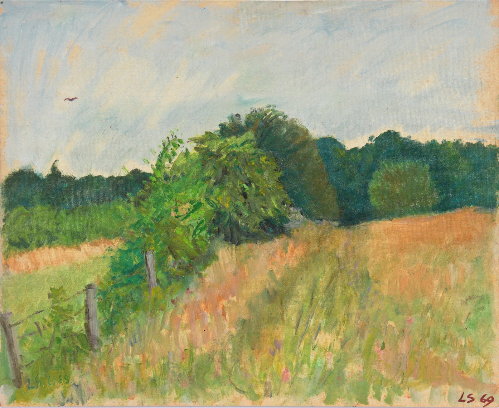 Warm Maryland Landscape<br>1969 Oil on Paper<br><br>#C5118