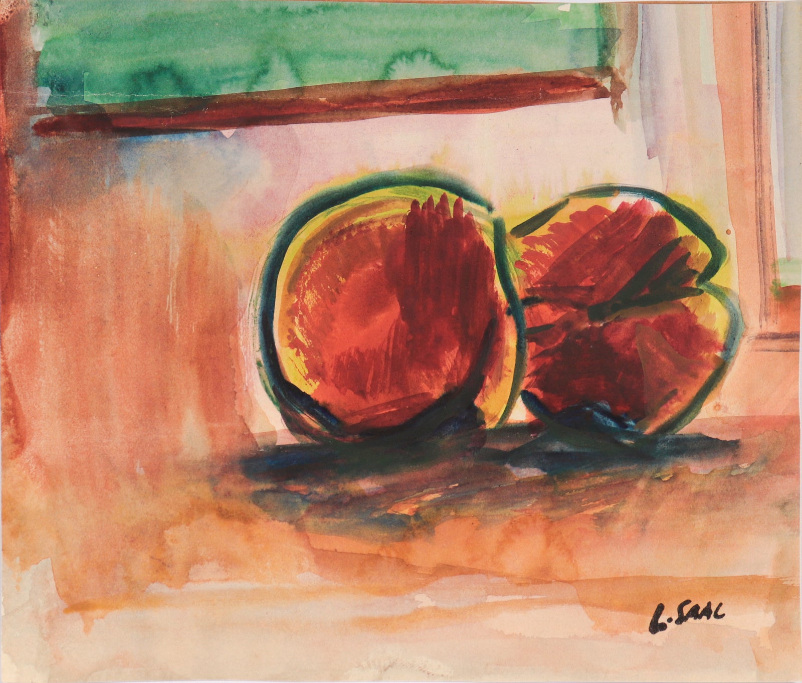 Still Life with Peaches<br>1940's Gouache<br><br>#C5121