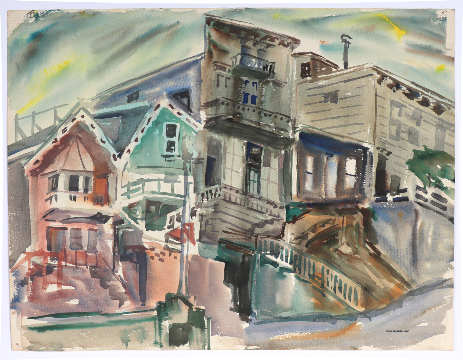 San Francisco Buildings<br>1960s Watercolor<br><br>#C5171