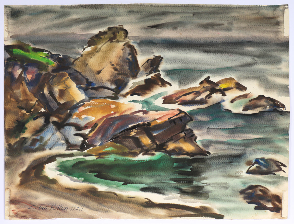 California Coastal Scene &lt;br&gt;20th Century watercolor&lt;br&gt;&lt;br&gt;#C5173