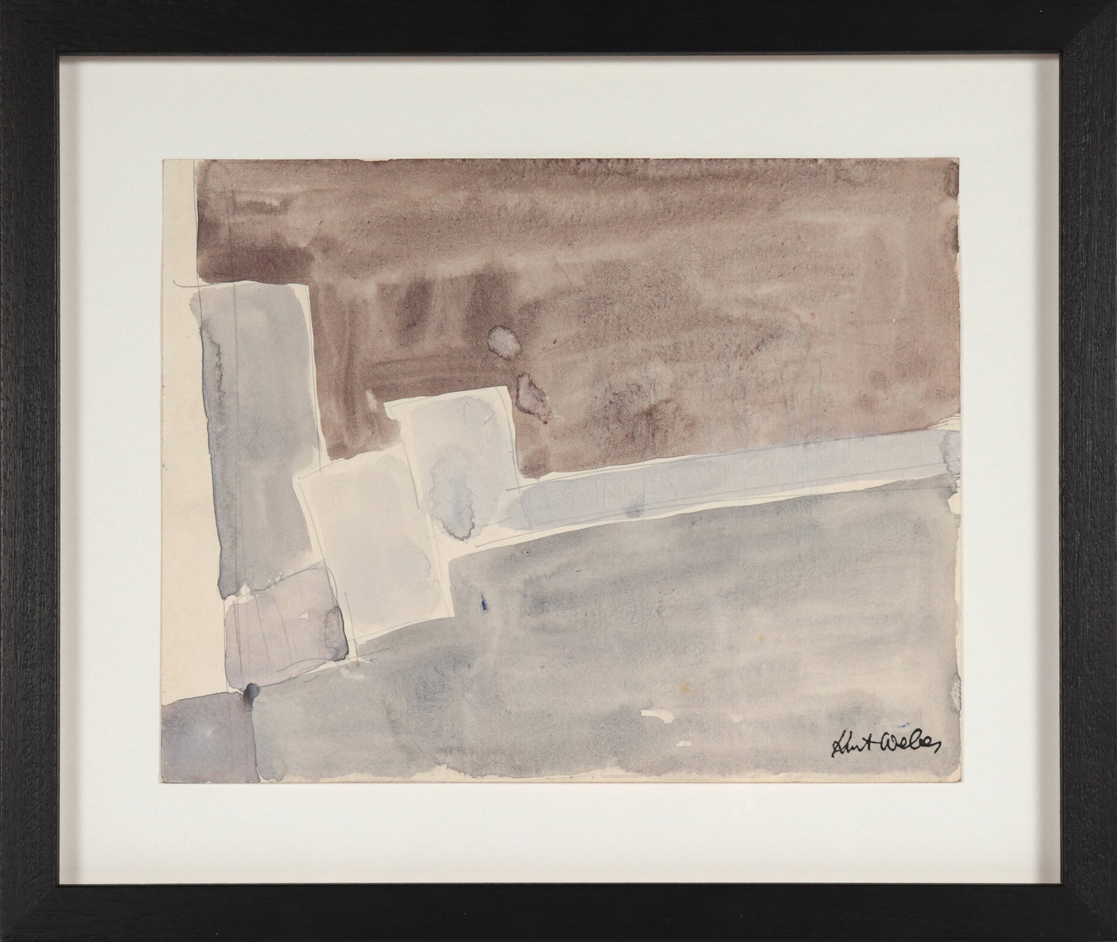Monochrome Block Abstract I <br>20th Century Gouache & Graphite <br><br>#C5241