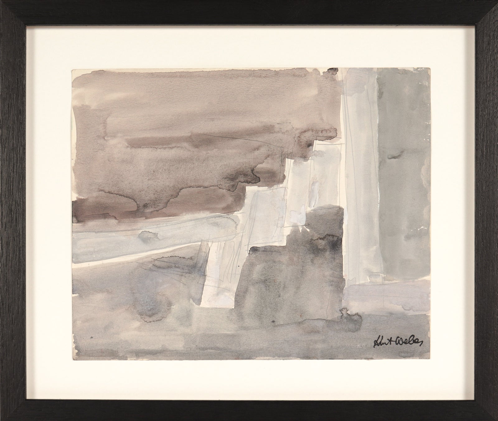 Monochrome Block Abstract II <br>20th Century Gouache & Graphite <br><br>#C5242