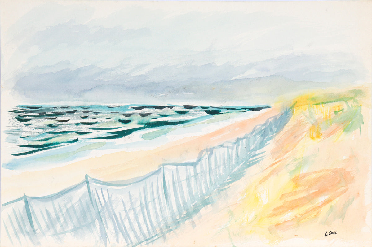 Calm Abstracted Beach Scene&lt;br&gt;20th Century Gouache&lt;br&gt;&lt;br&gt;#C5252
