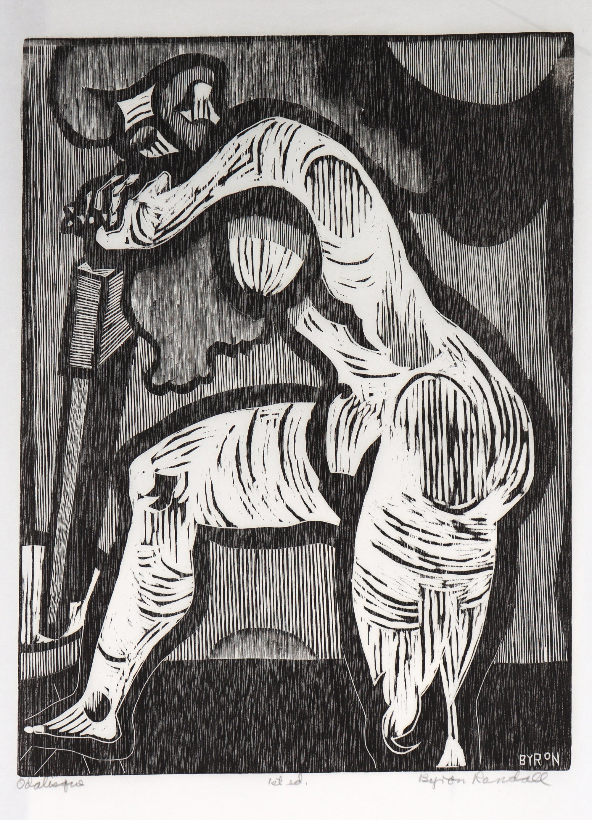 <I>Odalisque</I><br>20th Century Woodcut<br><br>#C5263