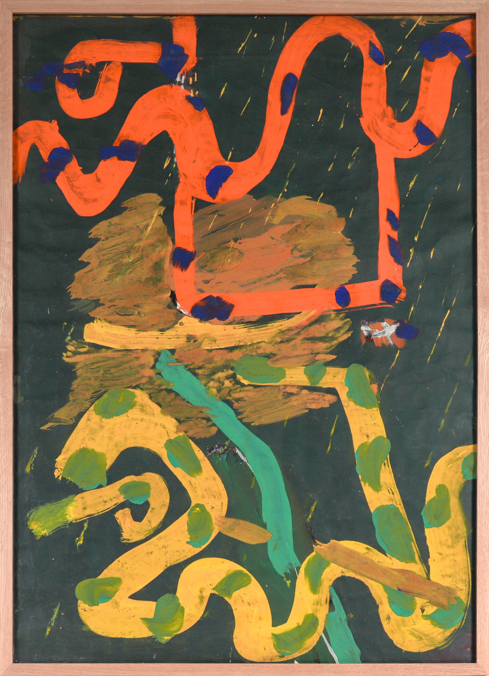 Colorful Snaking Forms <br>1998 Oil on Paper <br><br>#C5268
