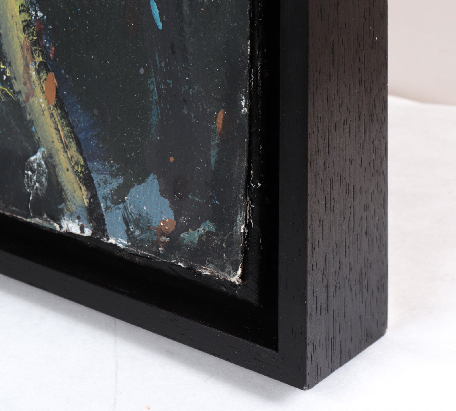 Green & Black Expressionist Abstract <br>Mixed Media on Paper Mounted to Canvas <br><br>#C5269