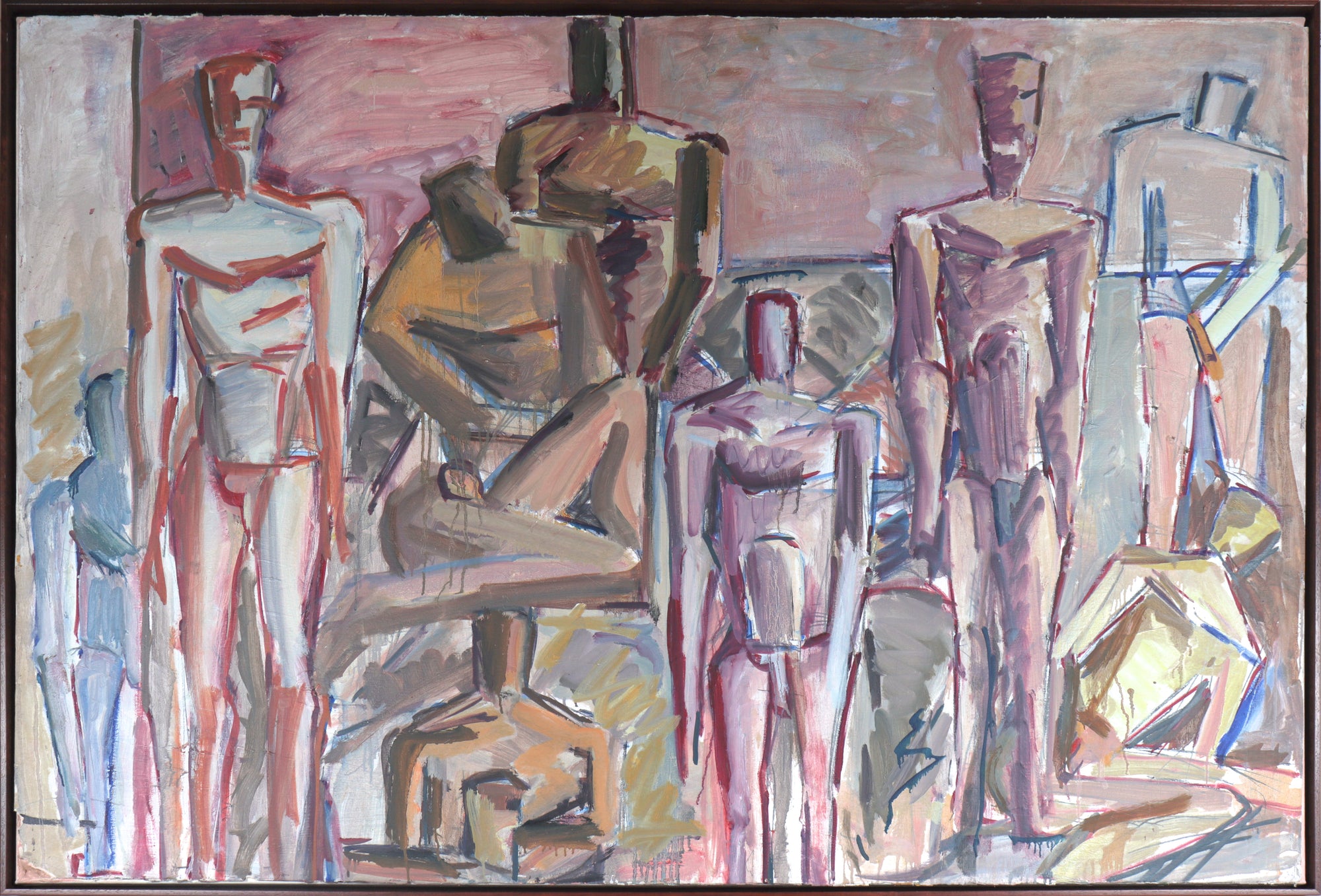 Expressionist Figures  <br>Mixed Media on Paper Mounted to Canvas <br><br>#C5271
