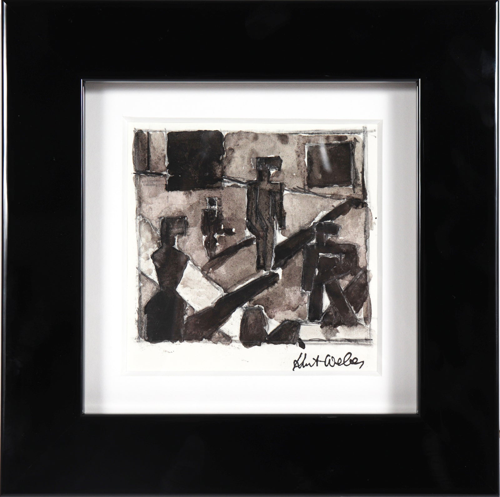Monochrome Expressionist Figures <br>20th Century Watercolor & Graphite <br><br>#C5276
