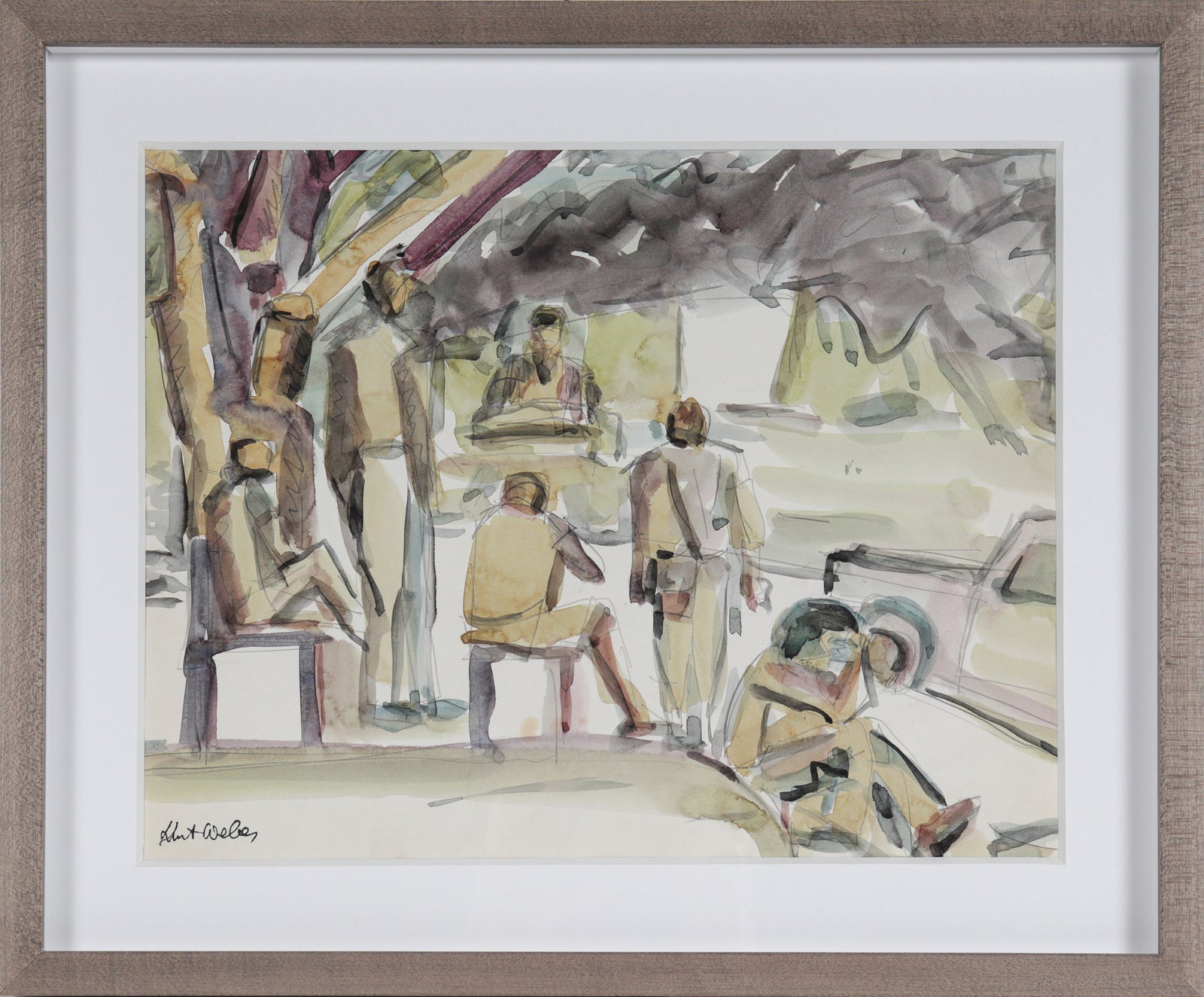 Expressionist Figures <br>20th Century Gouache & Graphite <br><br>#C5285