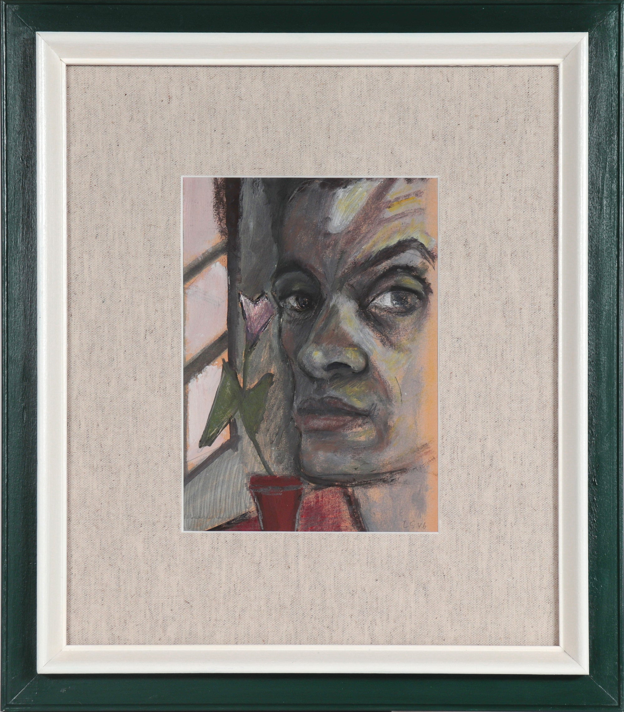 Artist Self-Portrait<br>1946 Mixed-Media Painting<br><br>#C5304