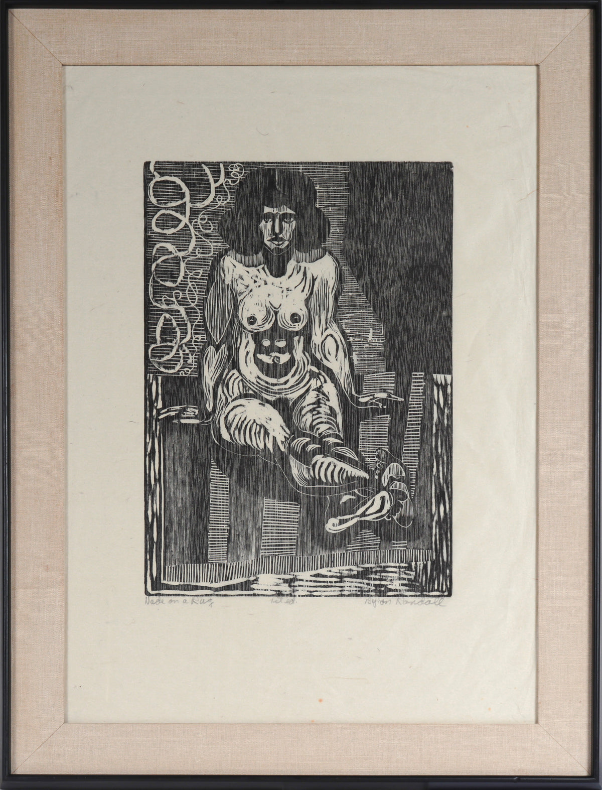 &lt;I&gt;Nude on a Rug&lt;/I&gt; &lt;br&gt;20th Century Woodblock Print&lt;br&gt;&lt;br&gt;#C5306