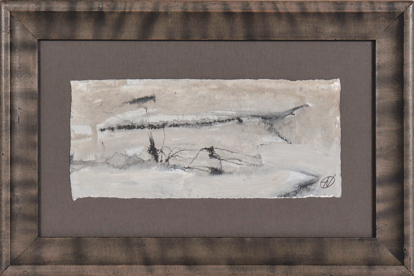 Neutral Horizontal Abstract <br>20th Century Oil on Paper<br><br>#C5318