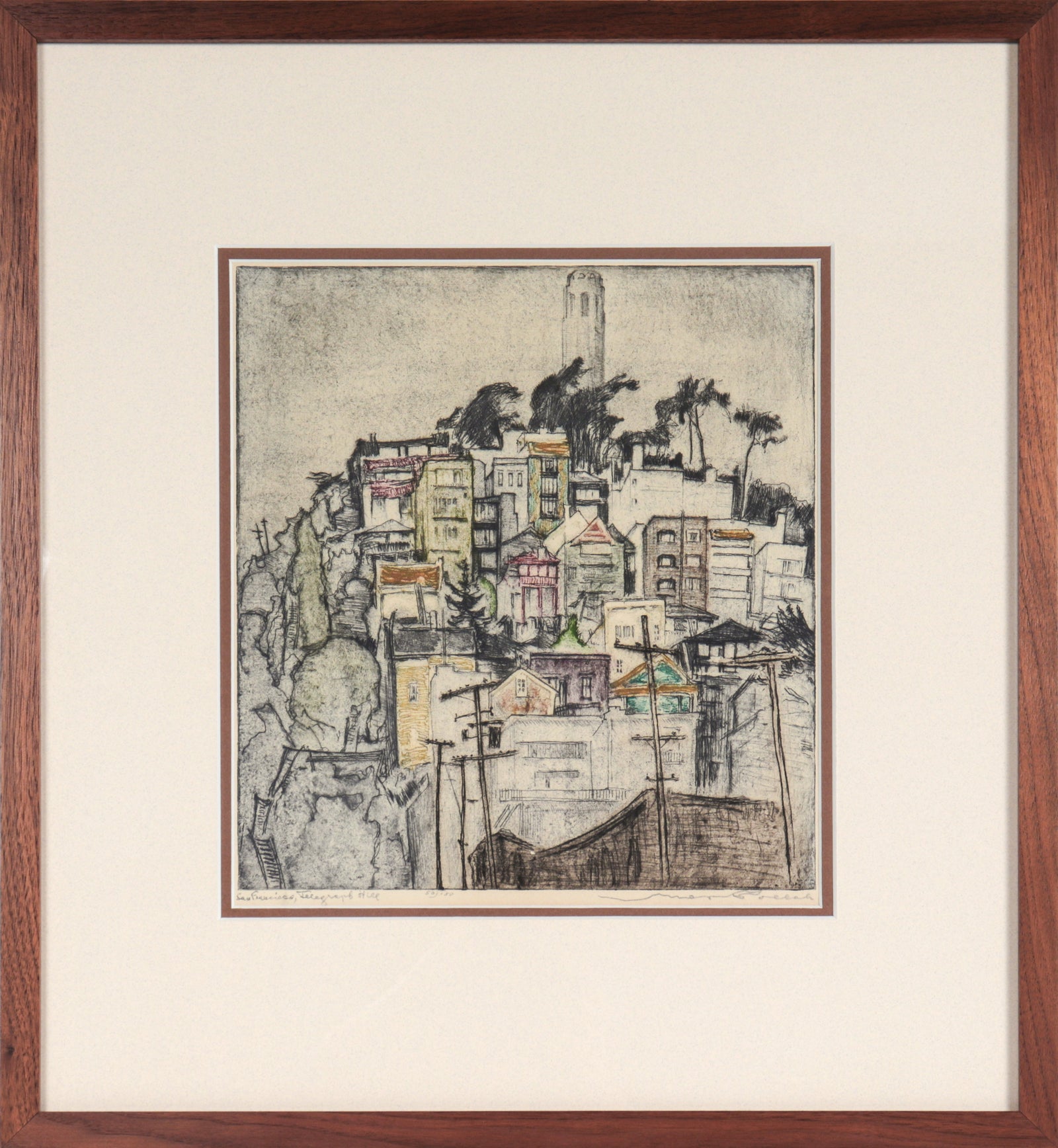 <I>San Francisco, Telegraph Hill</I> <br>Early 20th Century Etching<br><br>#C5335