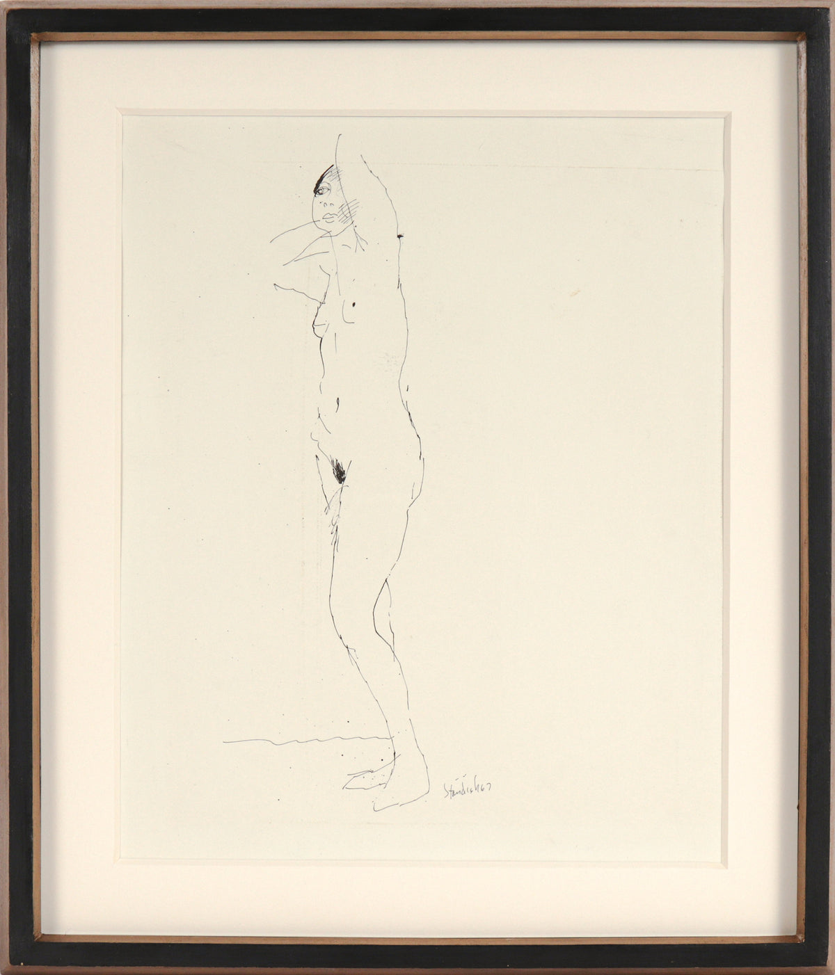 Modernist Nude Sketch&lt;br&gt;1967 Ink&lt;br&gt;&lt;br&gt;#C5353