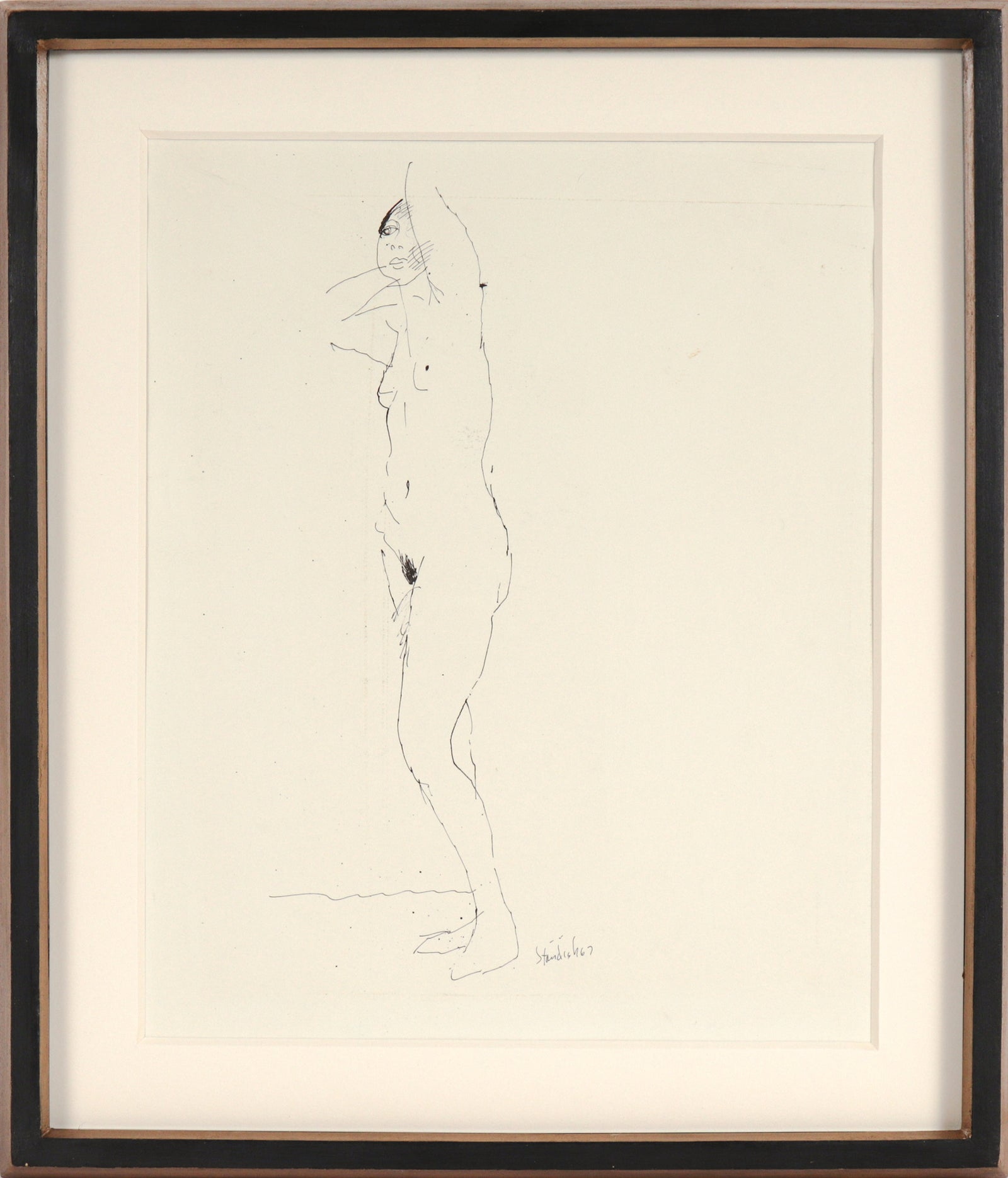 Modernist Nude Sketch<br>1967 Ink<br><br>#C5353