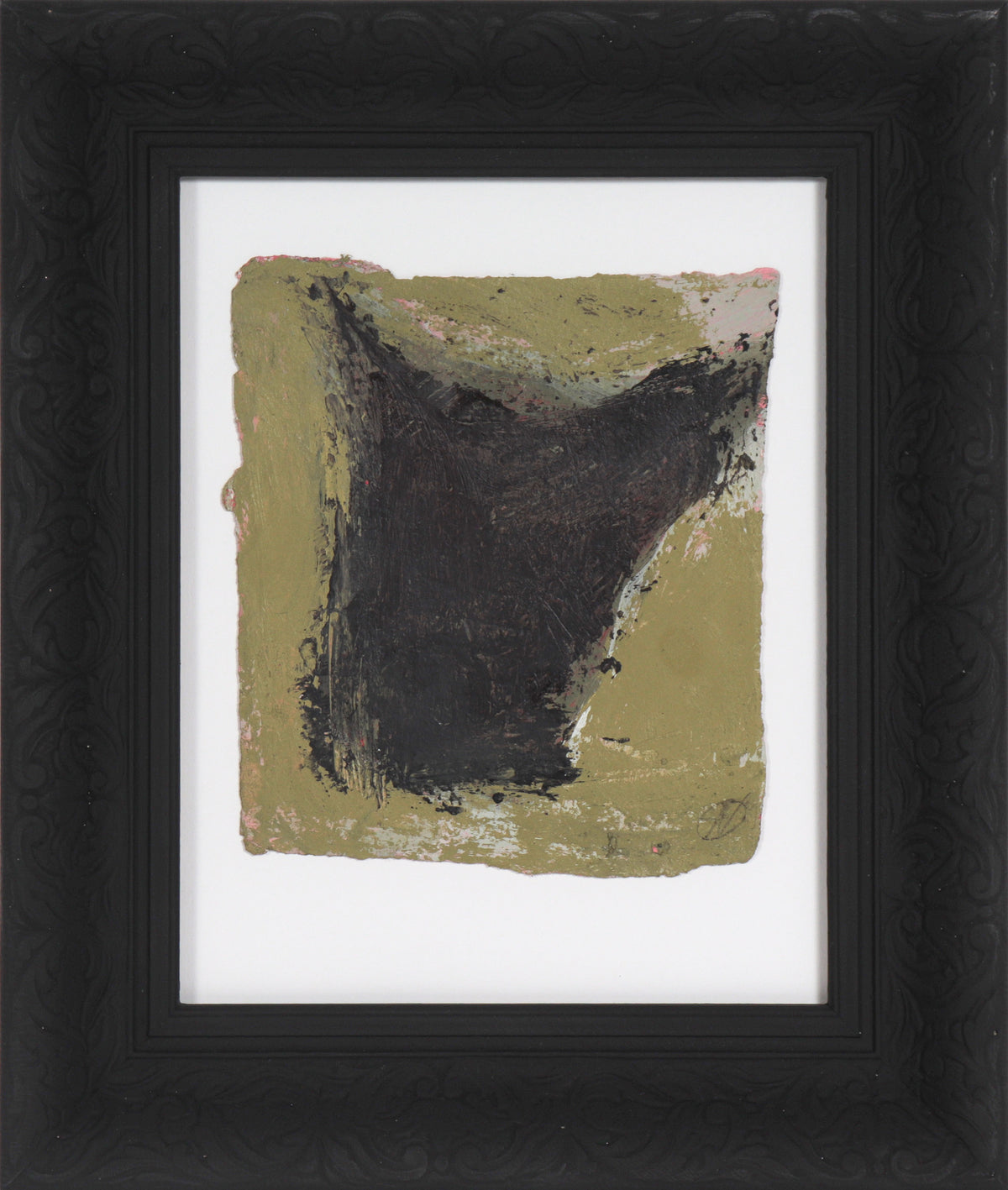 Green &amp; Black Gestural Abstract I&lt;br&gt;20th century Oil on Paper&lt;br&gt;&lt;br&gt;#C5368