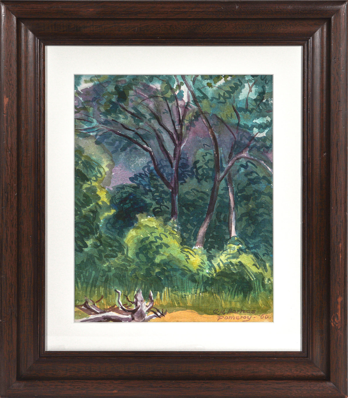 Cool &amp; Lush Tree Scene &lt;br&gt;1960 Watercolor&lt;br&gt;&lt;br&gt;#C5457