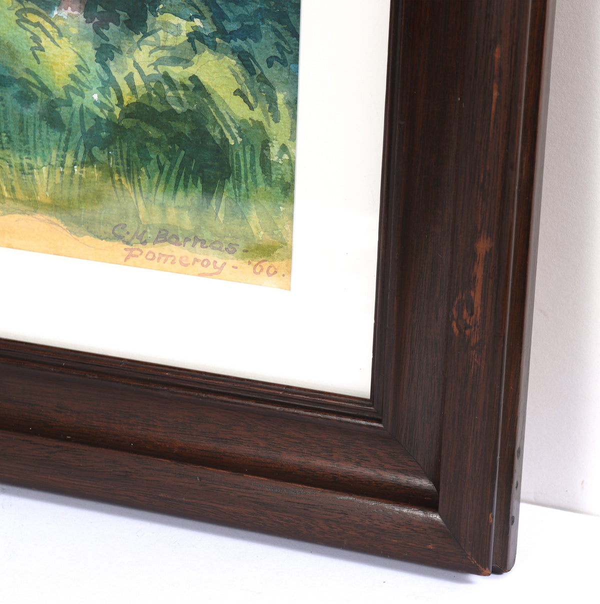 Cool & Lush Tree Scene <br>1960 Watercolor<br><br>#C5457