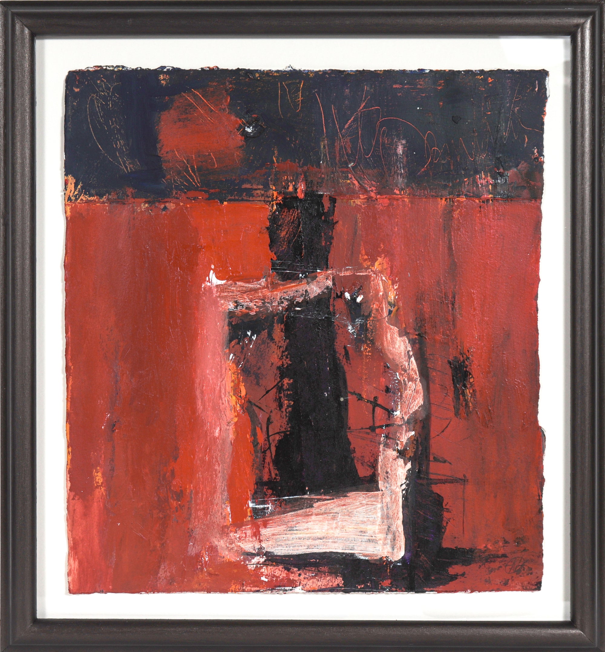 Red & Black Gestural Abstract<br>Mixed-Media on Paper<br><br>#C5460