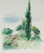 Stylized Tree Scene<br>1938 Watercolor<br><br>#C5520