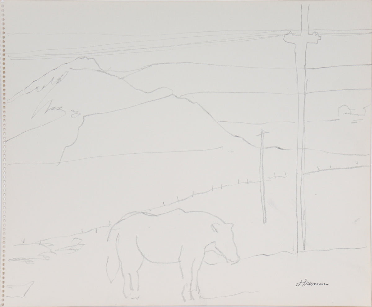 Minimal Landscape with Horse&lt;br&gt;20th Century Graphite&lt;br&gt;&lt;br&gt;#C5599