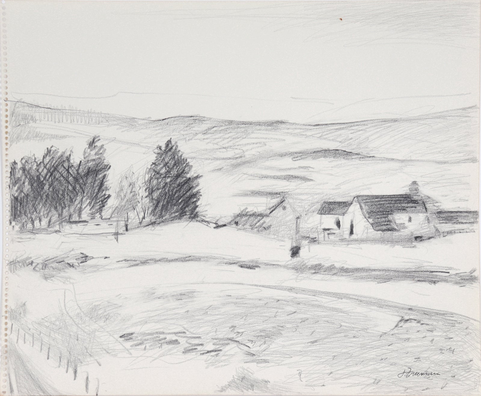 Monochromatic Tomales Landscape<br>20th Century Graphite<br><br>#C5600