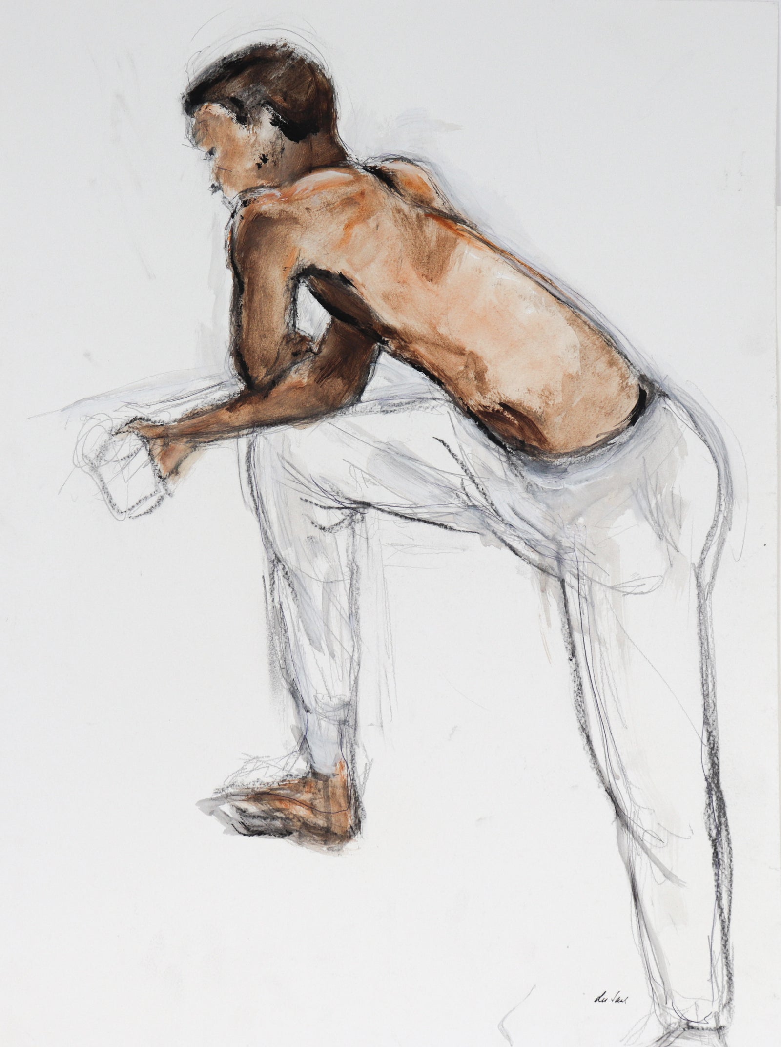 Leaned Over Figure Study<br>1995 Mixed-Media<br><br>#C5601