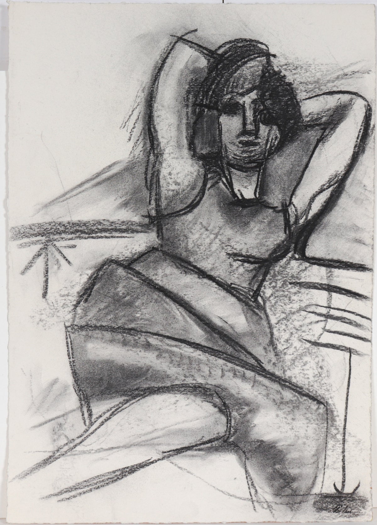 Modernist Portrait Study&lt;br&gt;20th Century Charcoal&lt;br&gt;&lt;br&gt;#C5603