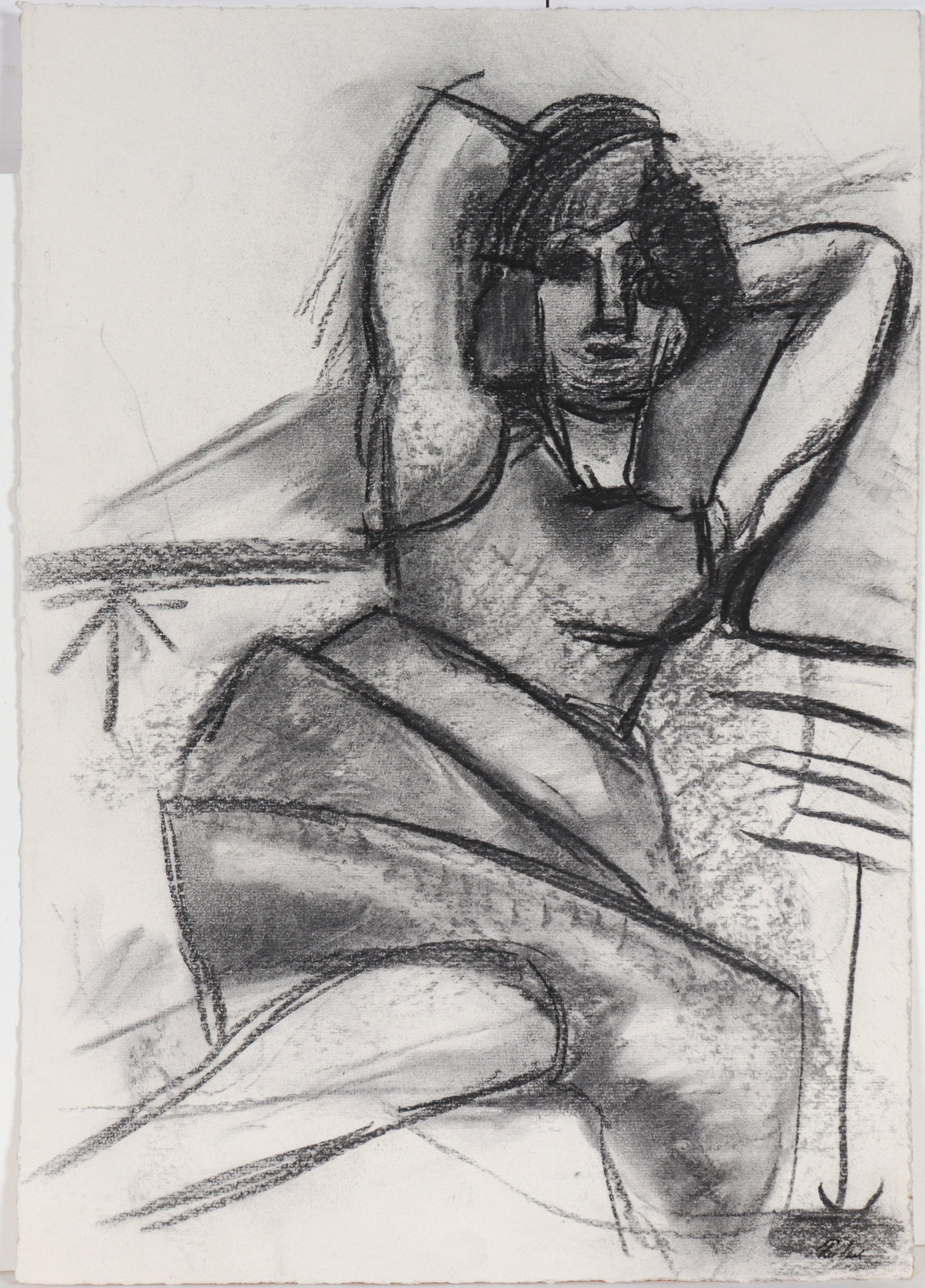 Modernist Portrait Study<br>20th Century Charcoal<br><br>#C5603