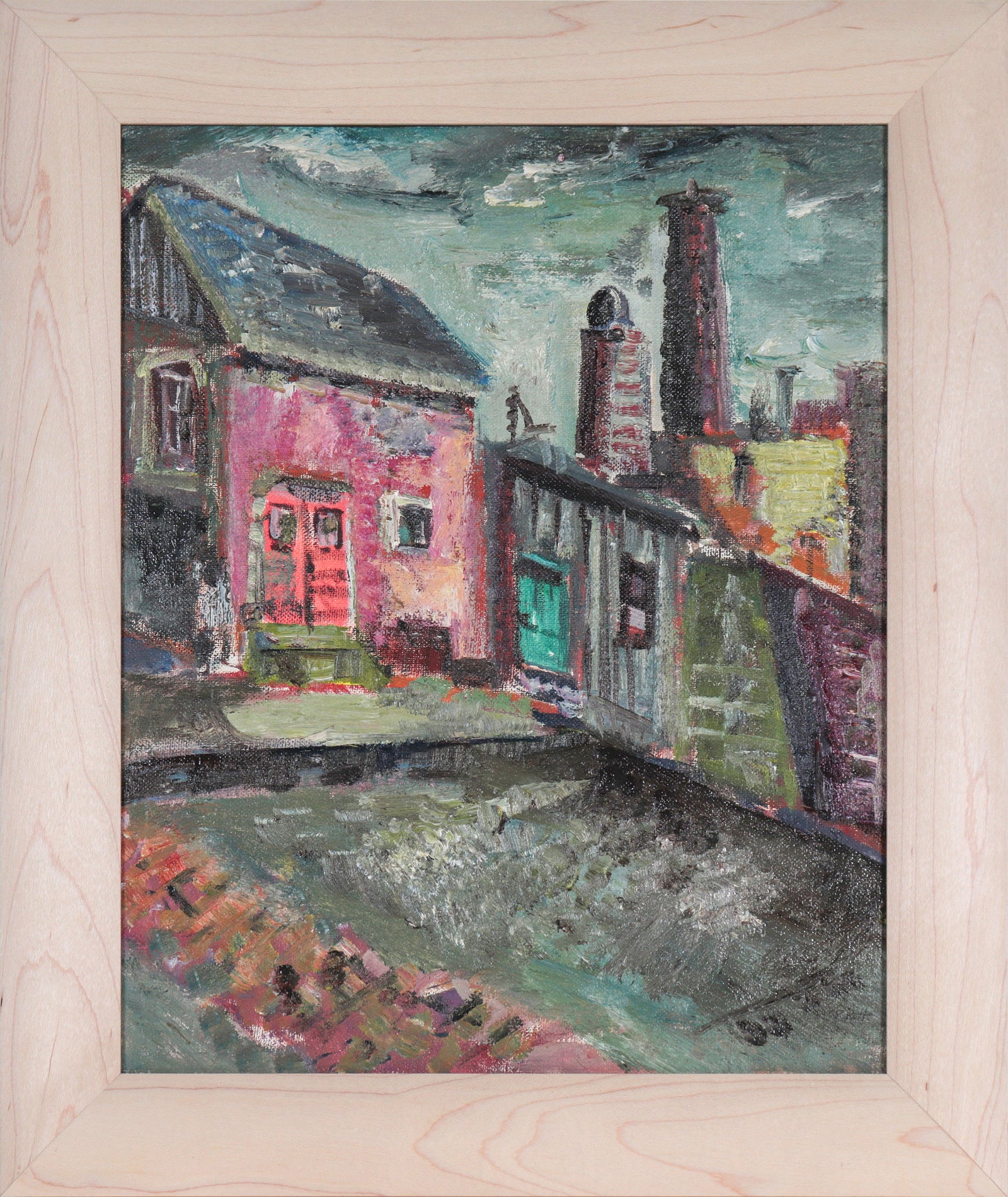 Petit City Scene <br>Mid Century Oil <br><br>#C5611