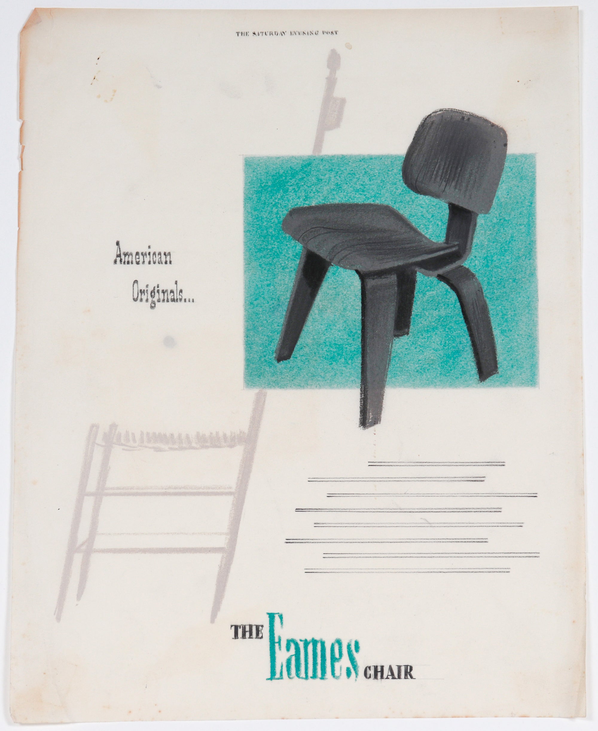 Vintage Eames Advertising Illustration <br>Mid Century Pastel <br><br>#C5623