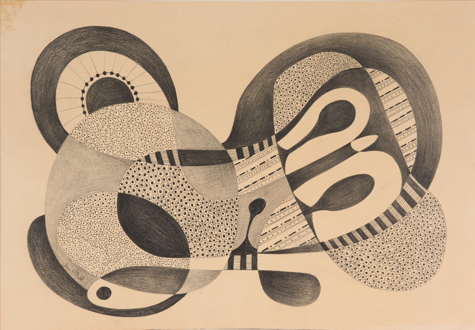 Surreal Organic Forms <br>20th Century Graphite <br><br>#C5631