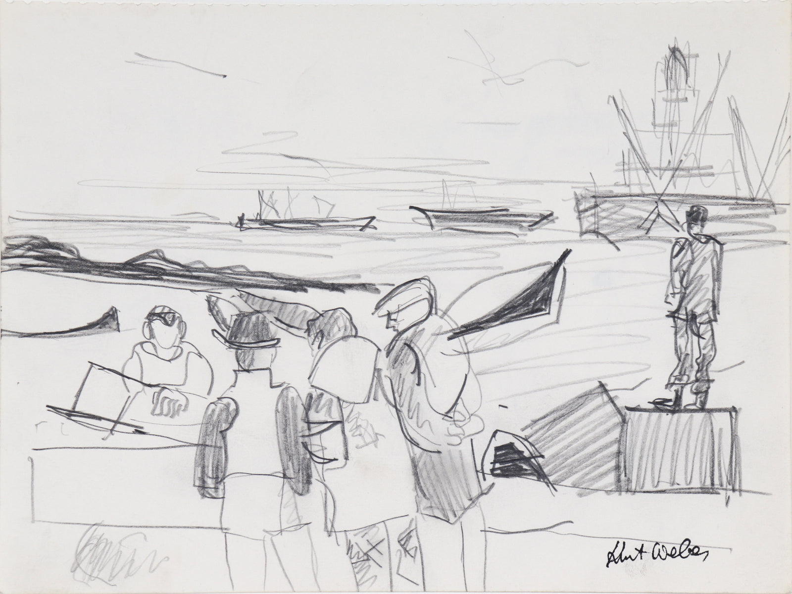 People by the Harbor <br>20th Century Graphite <br><br>#C5632