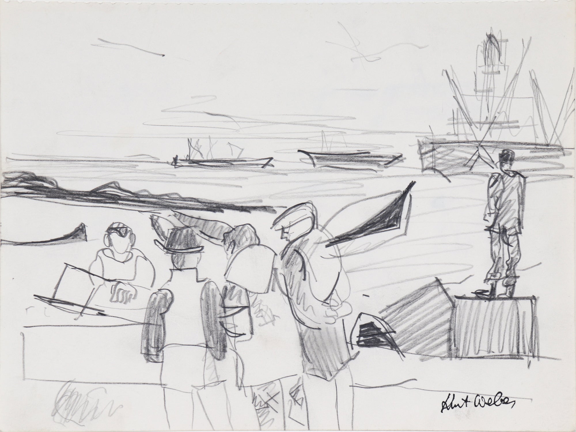 People by the Harbor <br>20th Century Graphite <br><br>#C5632