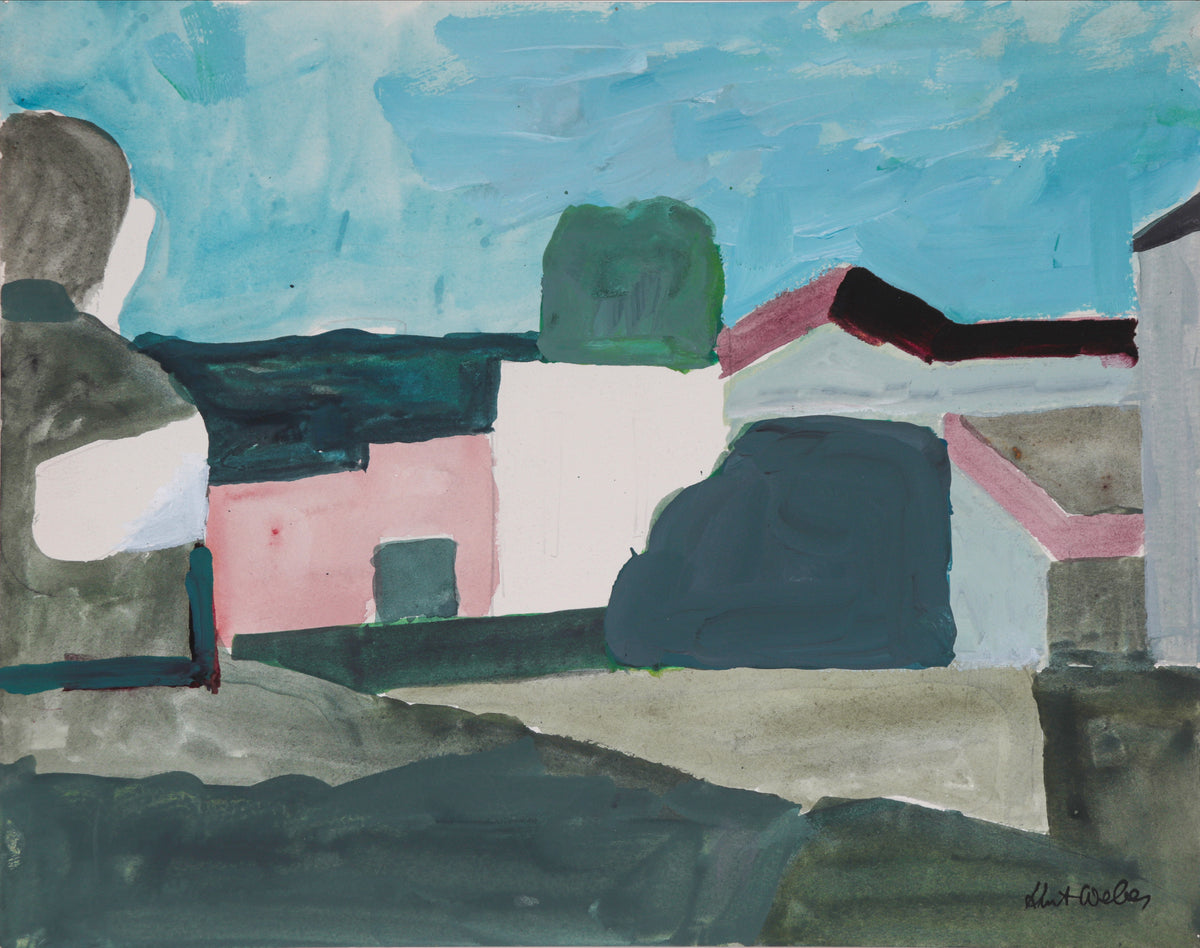 Color Block Abstracted Landscape &lt;br&gt;20th Century Gouache &lt;br&gt;&lt;br&gt;#C5634