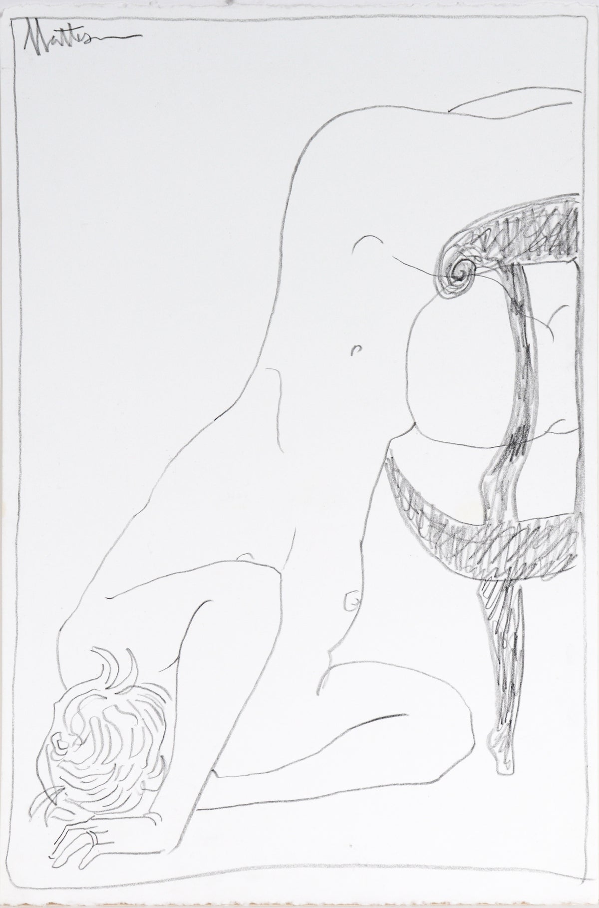 Minimal Posed Nude Study&lt;br&gt;20th Century Charcoal&lt;br&gt;&lt;br&gt;#C5699