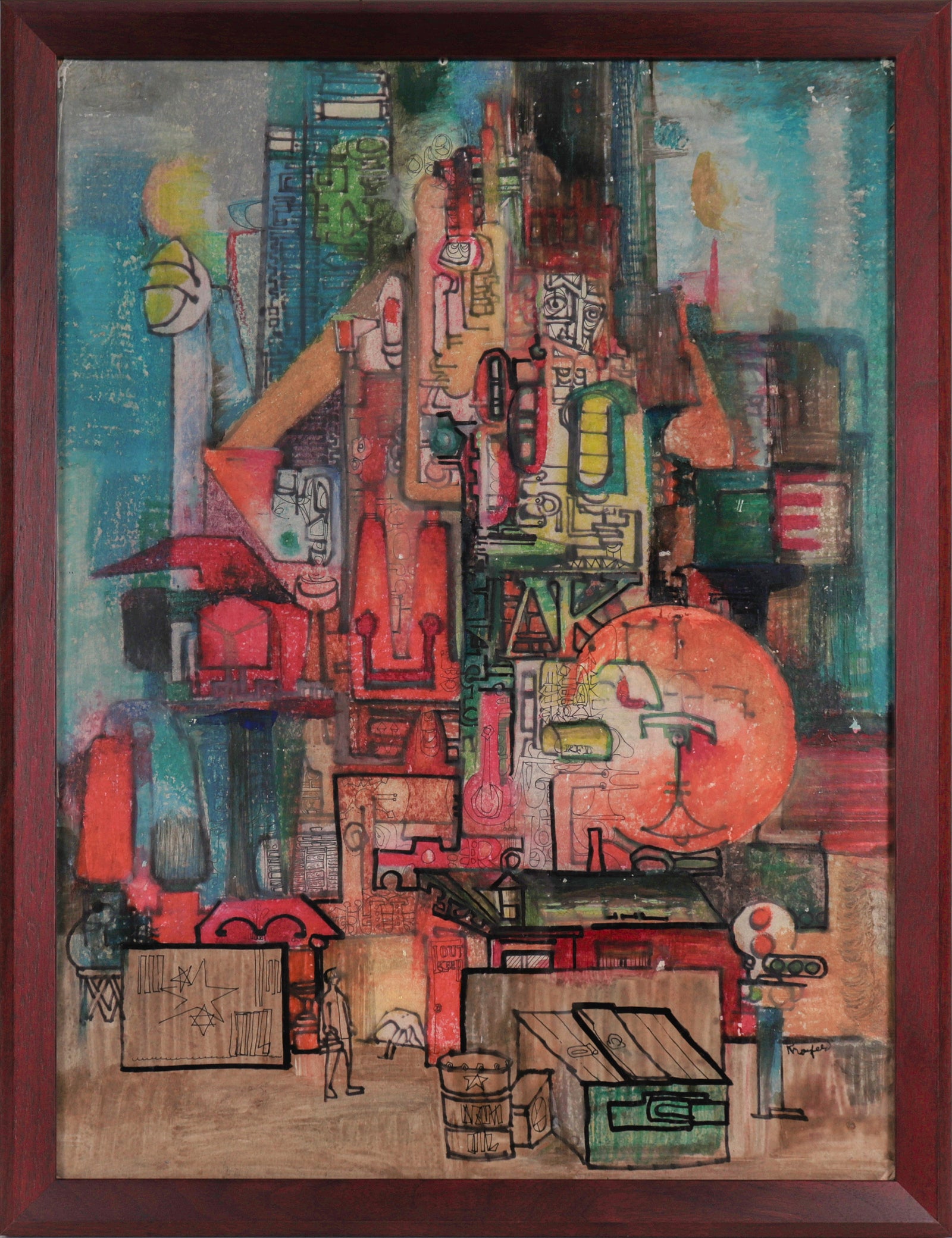 Fantastical City Scene<br>20th Century Drawing<br><br>#C5715