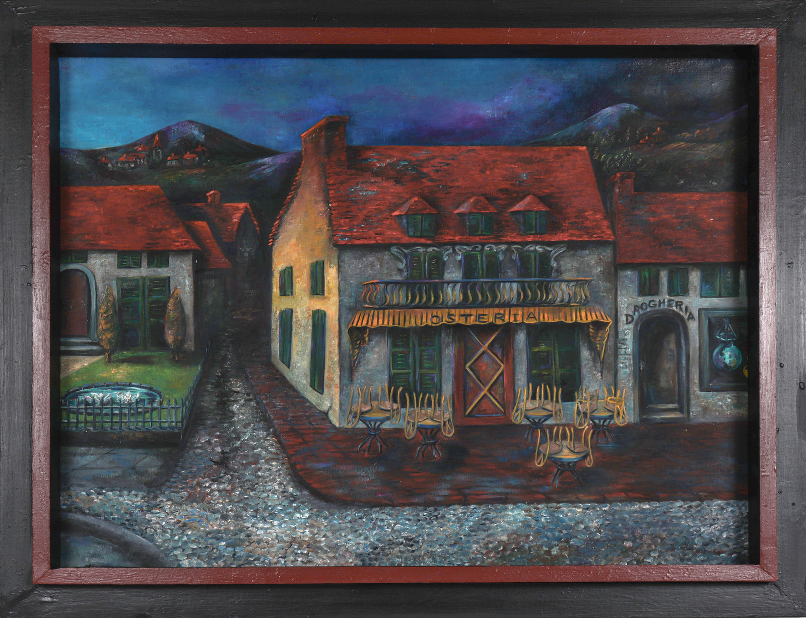 Surreal Cafe Scene <br>Mid Century Oil <br><br>#C5722