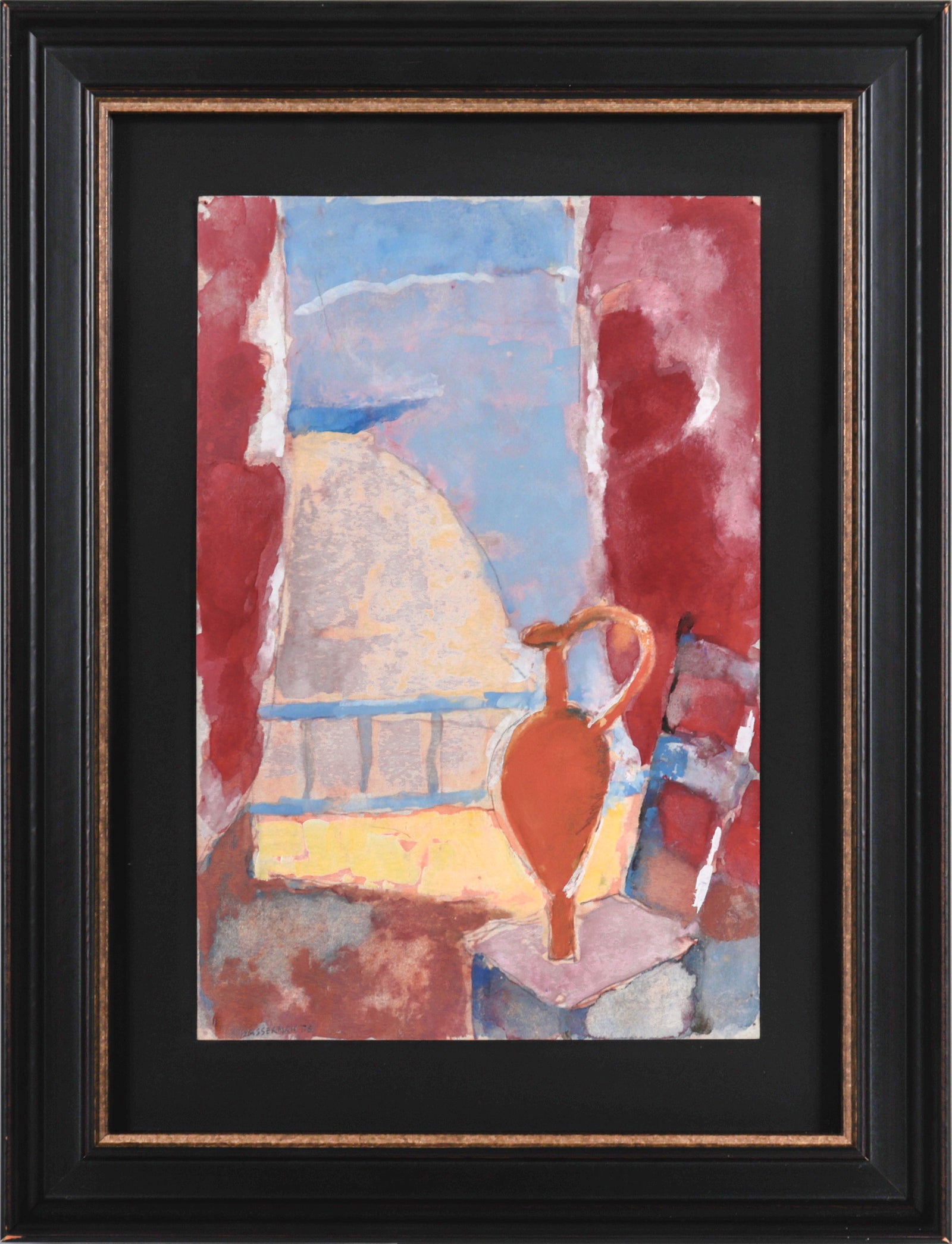 Abstracted Still Life & Window Scene <br>2006 Gouache <br><br>#C5727