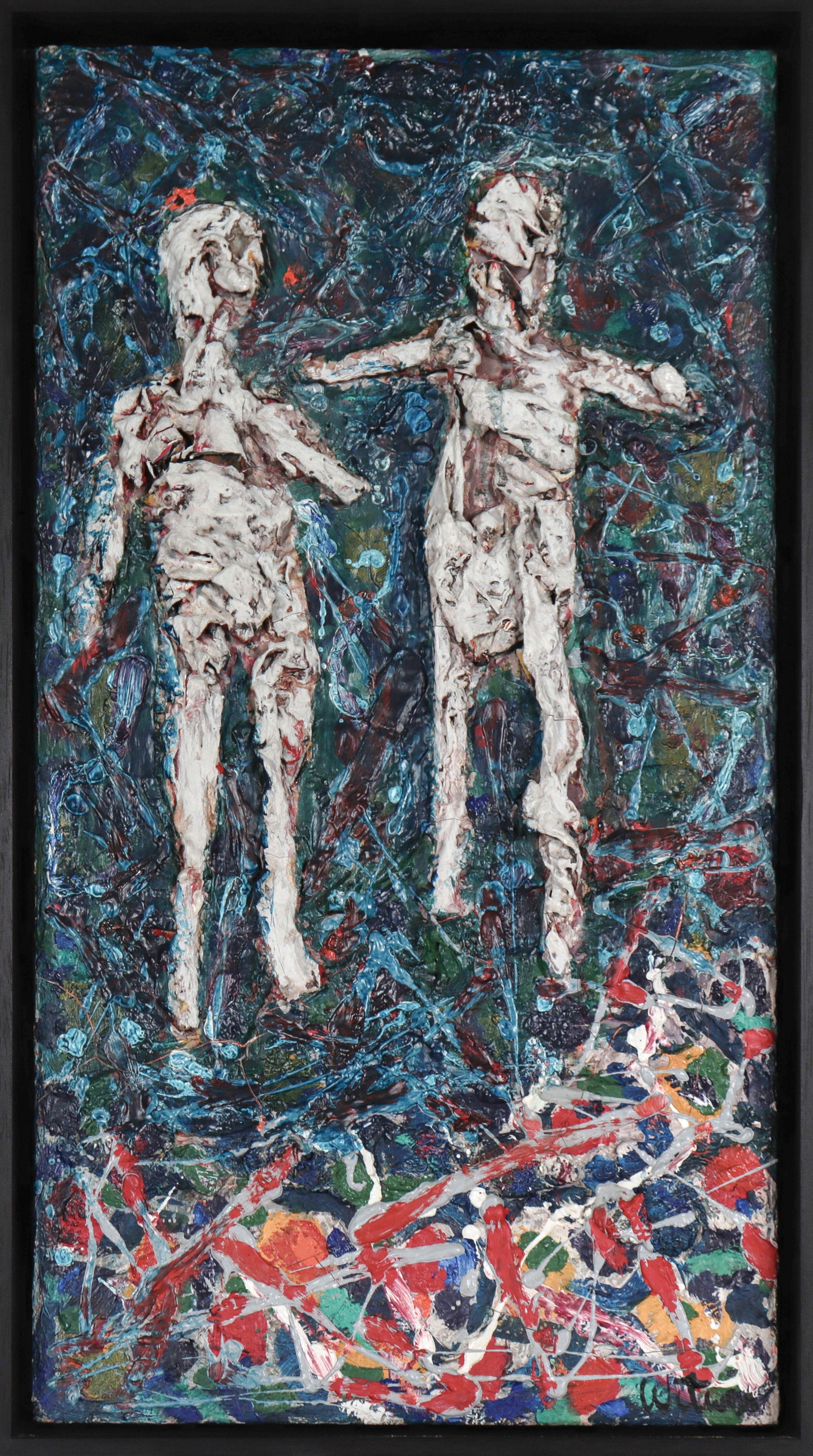 Couple in Abstraction <br>1960s Mixed Media <br><br>#C5743