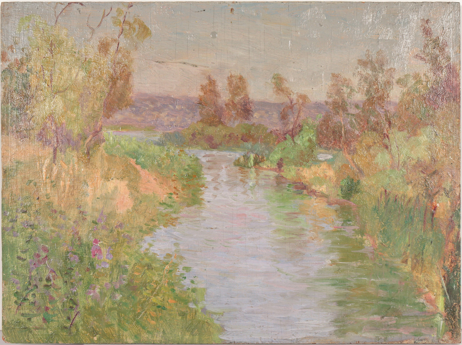 Serene River Scene <br>Early 20th Century Oil <br><br>#C5757