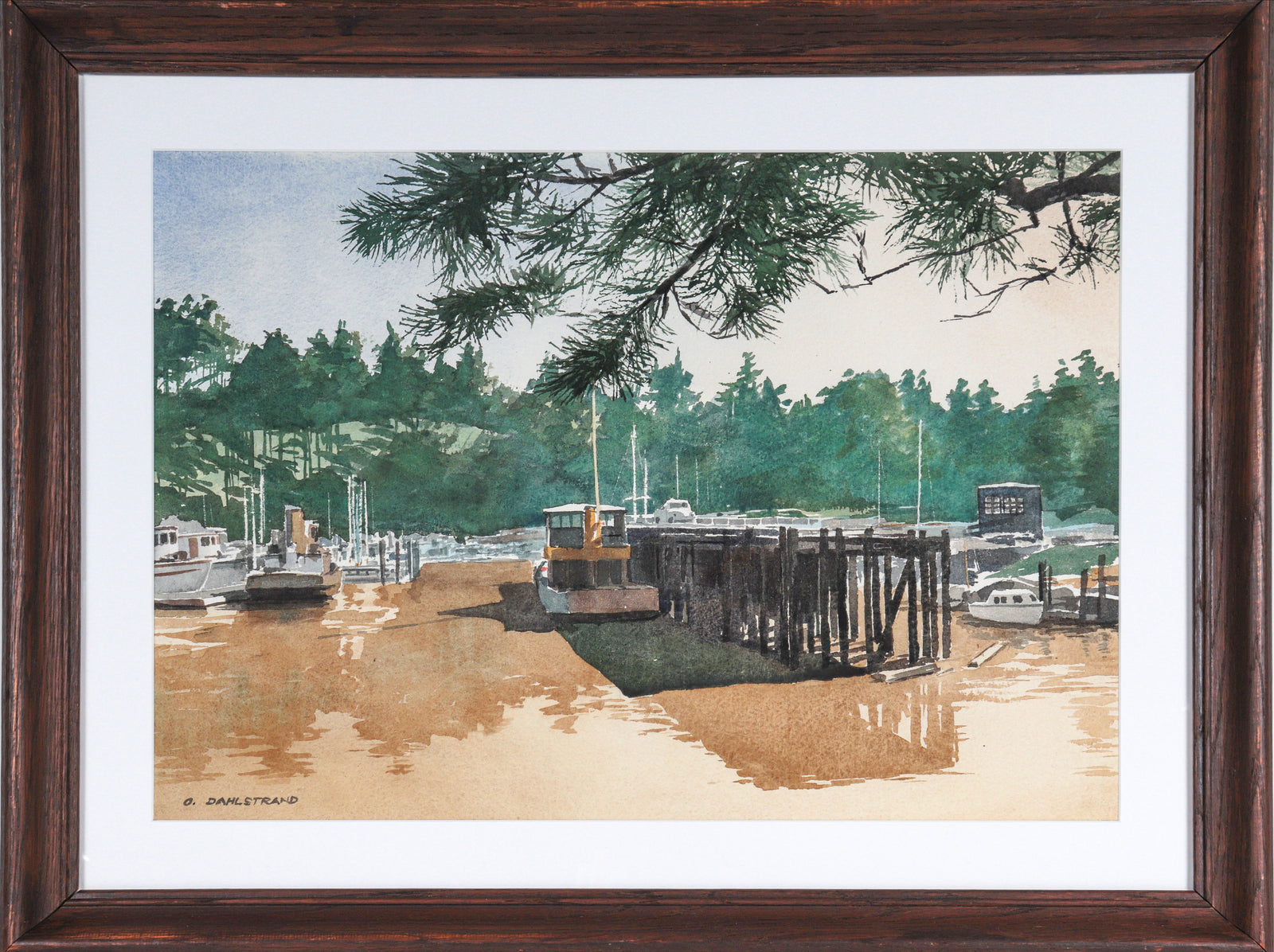 <i>Muddy Waters - Noyo Harbor</i> <br>Mid Century Watercolor <br><br>#C5797