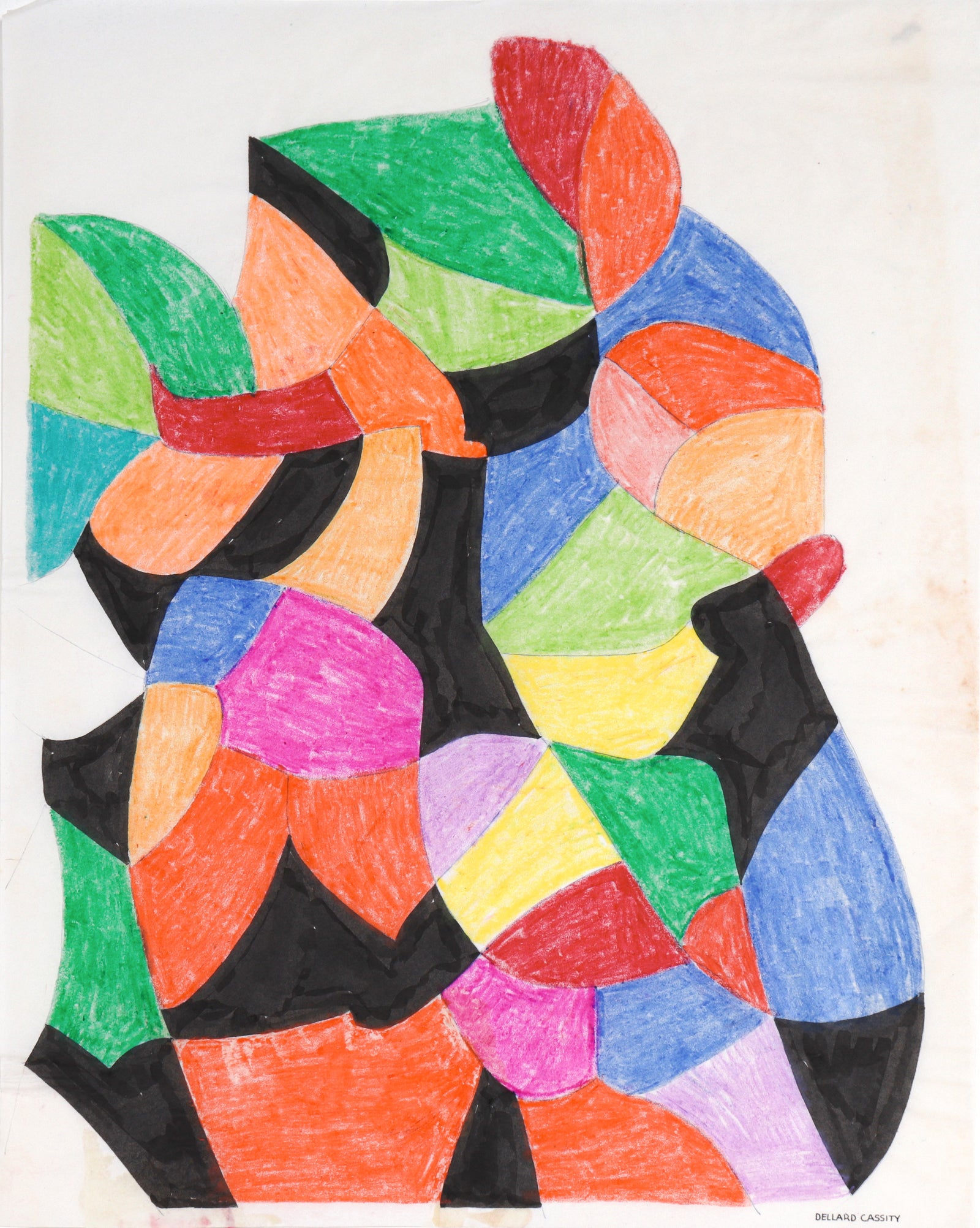 Colorful Optiocal Art Study <br>Mid Century Marker & Crayon <br><br>#C5844