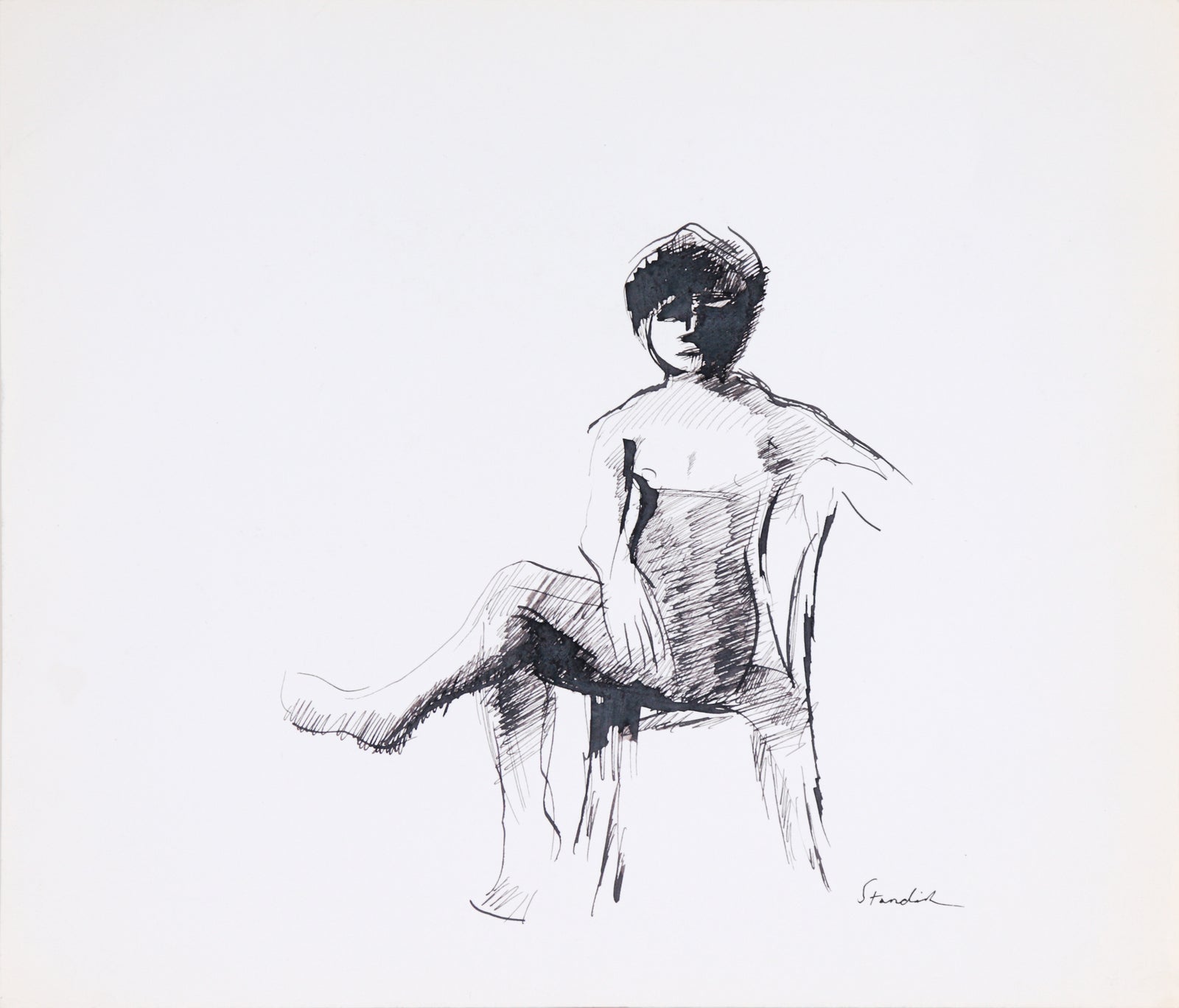 Bold Seated Figure <br>20th Century Ink <br><br>#C5848