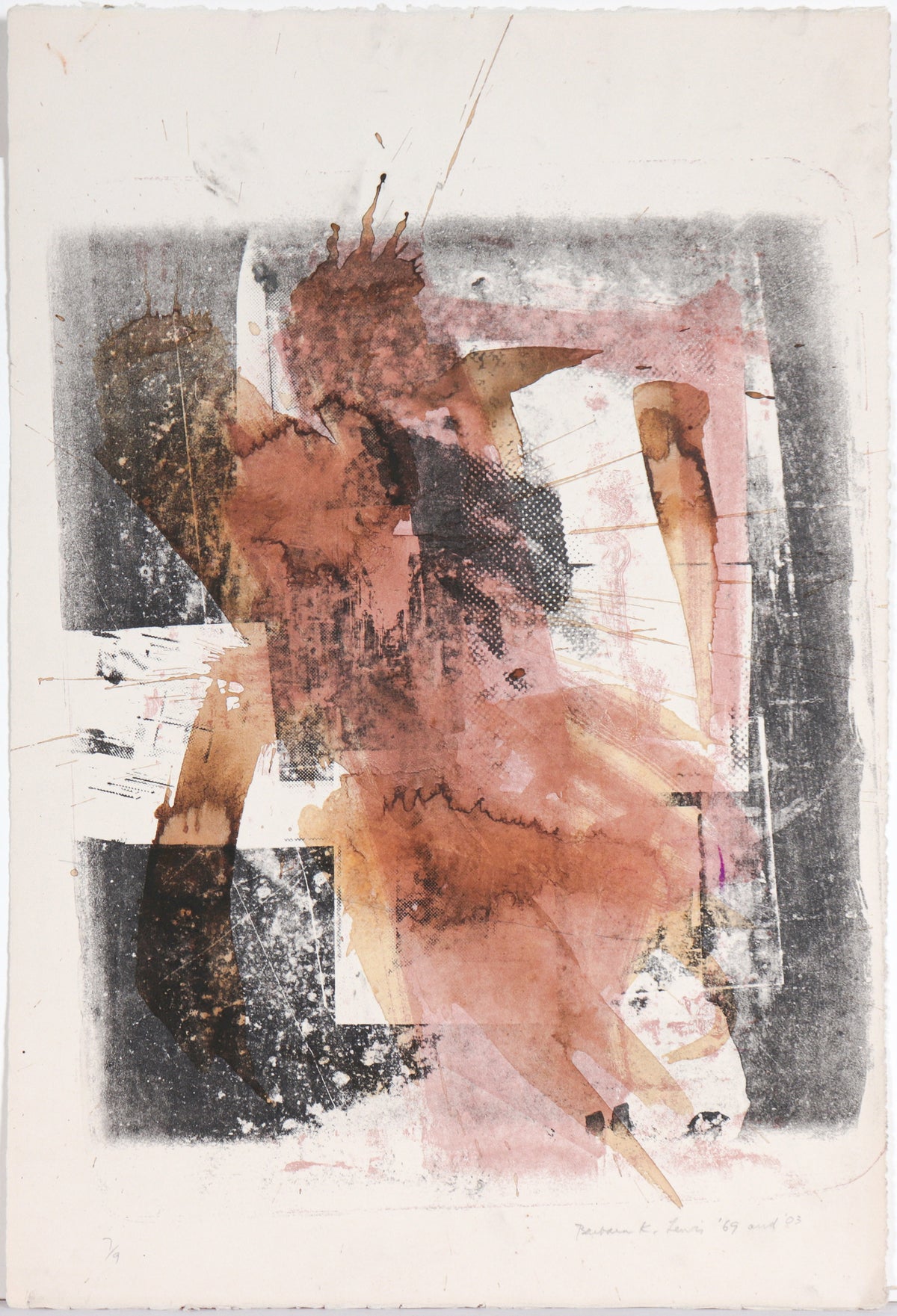 Gestural Abstract &lt;br&gt;1969 Serigraph &amp; Watercolor #C5851