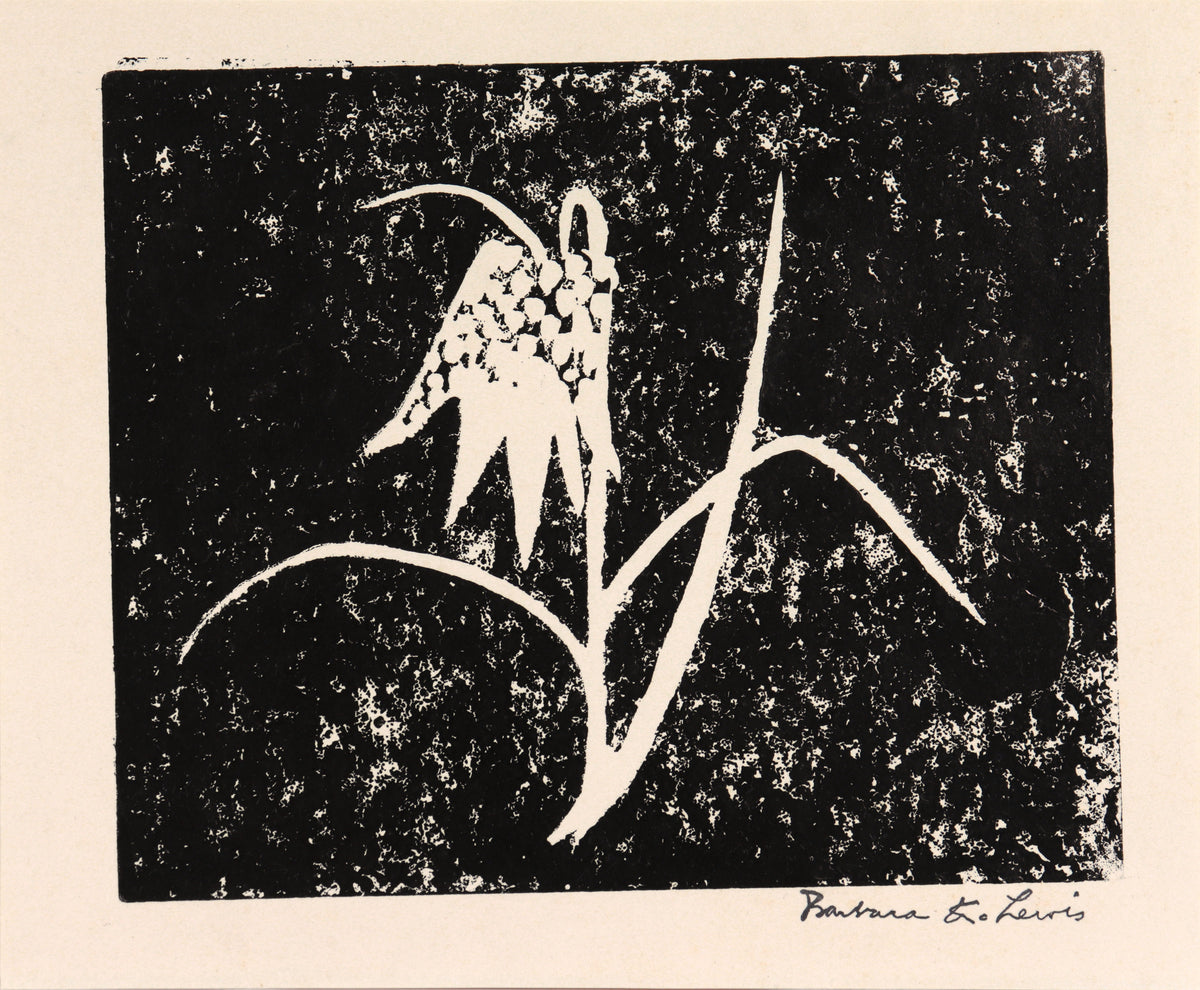 Checkered Lily &lt;br&gt;20th Century Linoleum Block Print &lt;br&gt;&lt;br&gt;#C5852